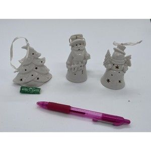 kurt s adler ornaments Set Of 3 Tree Santa And Snowman Ceramic